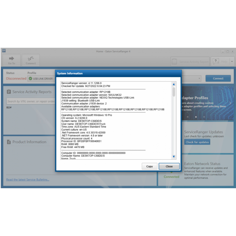 Eaton Service Ranger 4.12 Engineering level 05-2024 (1 PC) Diagnostics Software