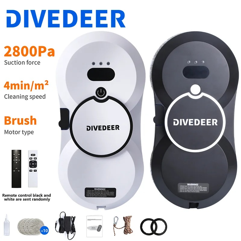DIVEDEER Intelligent Water Spray Window Cleaning Robot Brushless Motor Glass Cleaner Spray Type Window Cleaning Robot