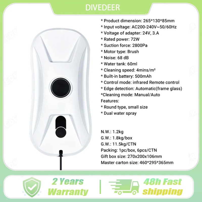 DIVEDEER Smart Window Cleaner Two-Way Dual Spray Nozzle New Window Cleaner Automatic Dual Spray Nozzle Mini Machine