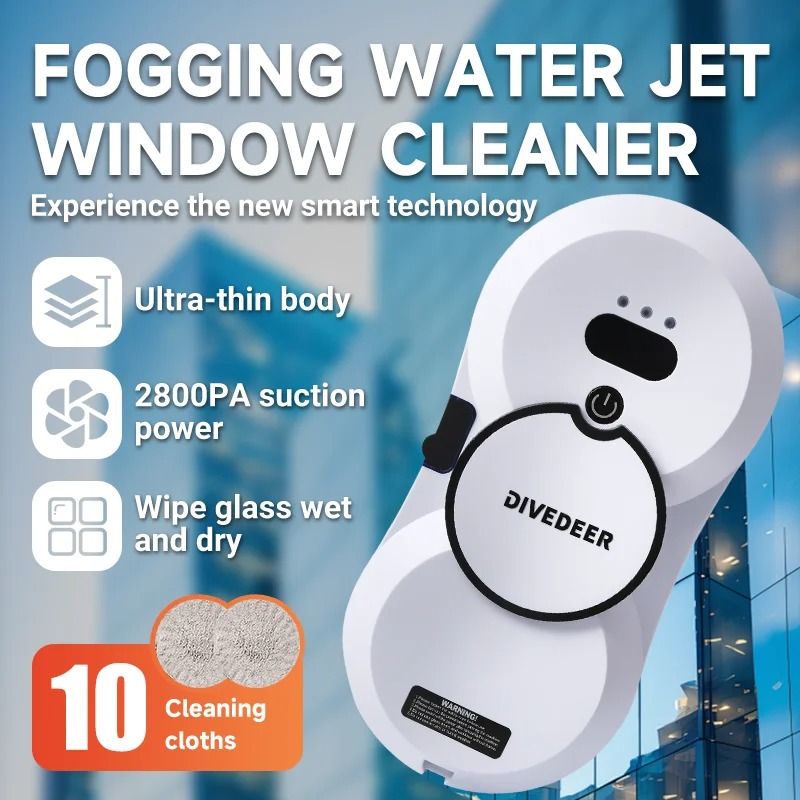 DIVEDEER Fully automatic window cleaning robot household 5600Pa water spray window cleaning robot anti falling vacuum cleaner 
