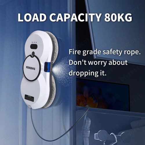 DIVEDEER Fully automatic window cleaning robot household 5600Pa water spray window cleaning robot anti falling vacuum cleaner