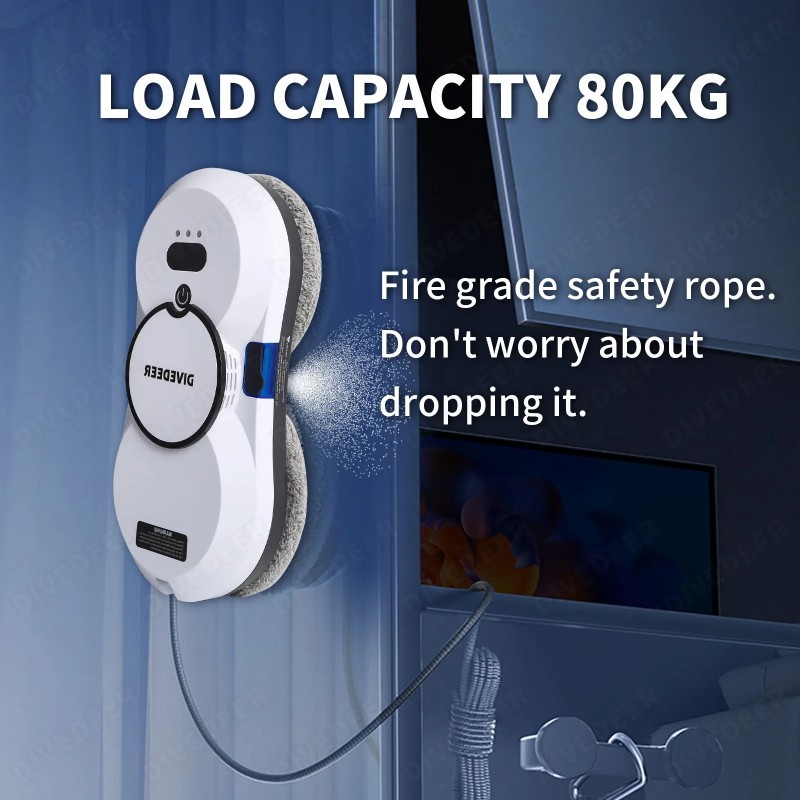 DIVEDEER Fully automatic window cleaning robot household 5600Pa water spray window cleaning robot anti falling vacuum cleaner 