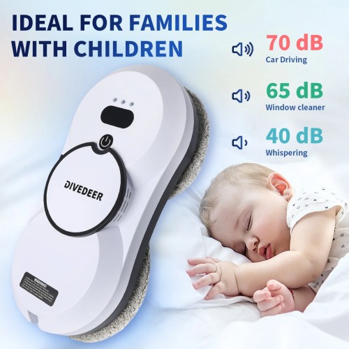 DIVEDEER Fully automatic window cleaning robot household 5600Pa water spray window cleaning robot anti falling vacuum cleaner