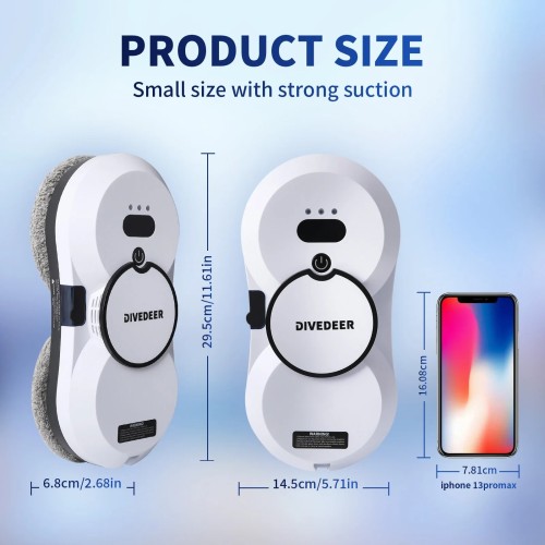 DIVEDEER Fully automatic window cleaning robot household 5600Pa water spray window cleaning robot anti falling vacuum cleaner