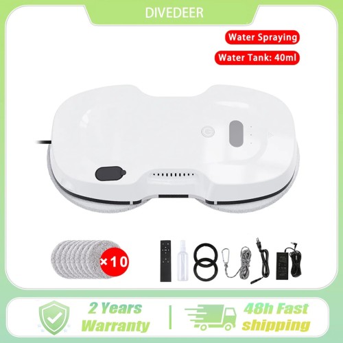 DIVEDEER Fully automatic window cleaner for home use 5600Pa water jet window cleaner man anti-drop vacuum cleaner