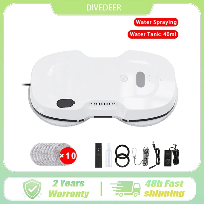 DIVEDEER Fully automatic window cleaner for home use 5600Pa water jet window cleaner man anti-drop vacuum cleaner 