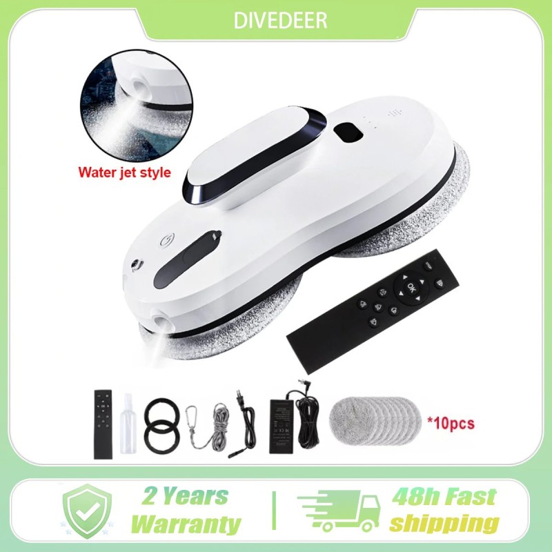 DIVEDEER Smart Window Cleaning Robot with Spray Function Electric Glass Window Cleaner Home Use Remote Control Model 