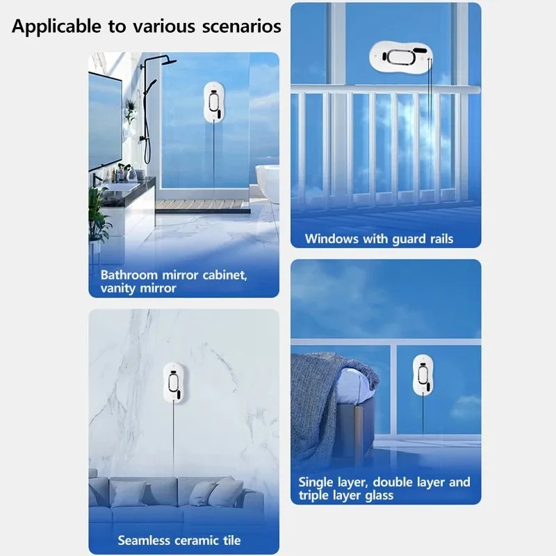 DIVEDEER Smart Window Cleaning Robot with Spray Function Electric Glass Window Cleaner Home Use Remote Control Model 