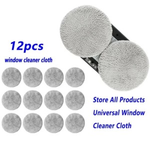 DIVEDEER 12 PCS Electric Window Cleaner Round Cleaning Cloth Window Cleaner Wipes 