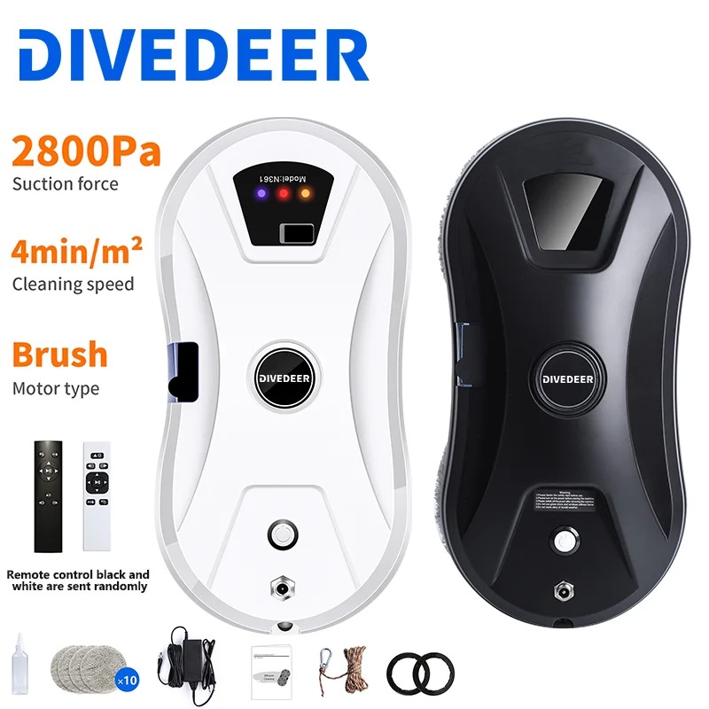DIVEDEER Cleaning robot intelligent water spray belt automatic water spray function anti drop magnetic glass household cleaning
