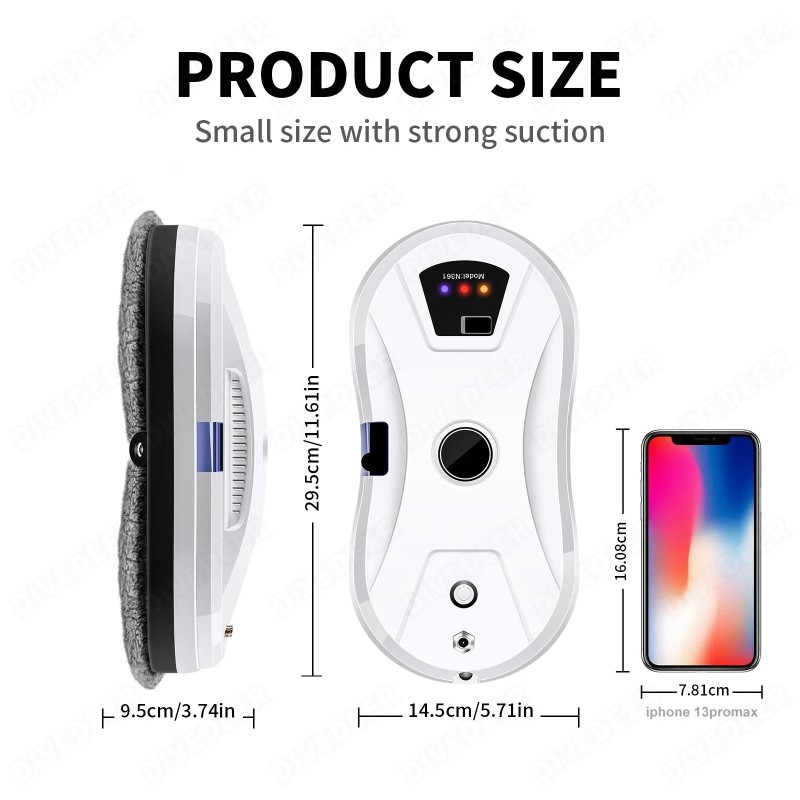 DIVEDEER Cleaning robot intelligent water spray belt automatic water spray function anti drop magnetic glass household cleaning 