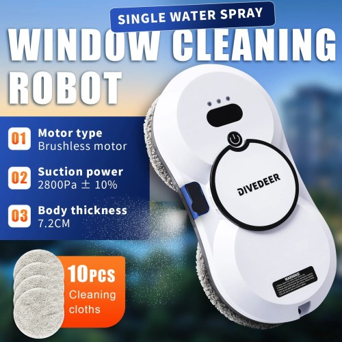 DIVEDEER Water spray window cleaning robot intelligent high-rise double-sided brushless motor glass cleaner spray type