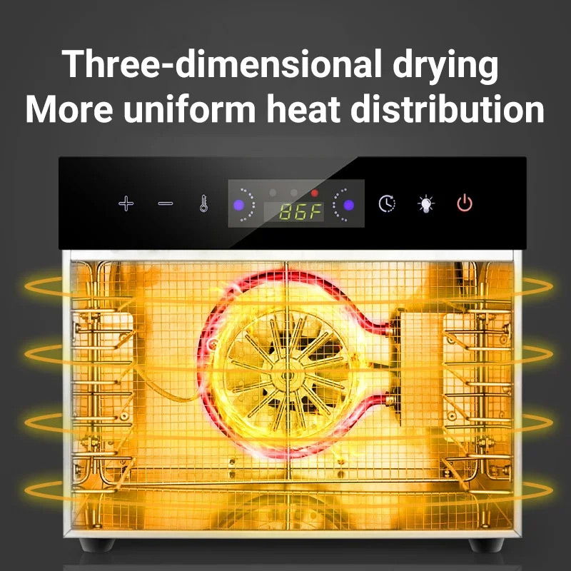 DIVEDEER 6-18 Layer Touchscreen Fruit and Vegetable Drying Machine Suitable for Dried Fruits, Meat, and Vegetables 