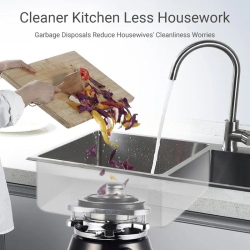 DIVEDEER Kitchen Garbage Disposal Stainless Steel Food Crusher Waste Disposer for Residue Processor Air Switch Easy Install