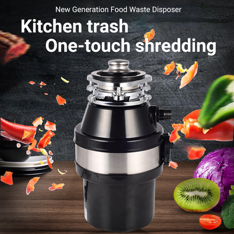 DIVEDEER Kitchen Garbage Disposal Stainless Steel Food Crusher Waste Disposer for Residue Processor Air Switch Easy Install 