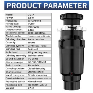 DIVEDEER Garbage Disposal With Sound Reduction 1/2 HP Food Waste Disposer With Stainless Steel Grinding System Continuous Feed 