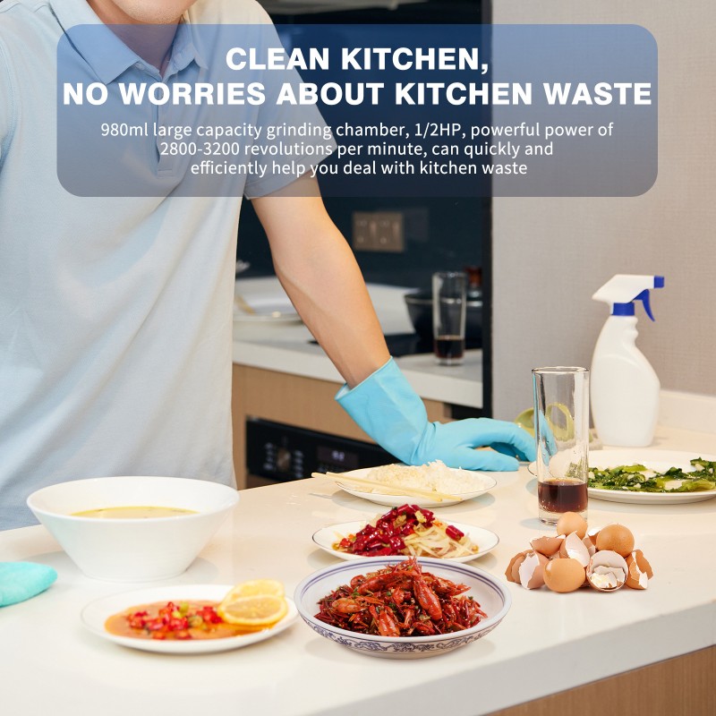 DIVEDEER Garbage Disposal With Sound Reduction 1/2 HP Food Waste Disposer With Stainless Steel Grinding System Continuous Feed 