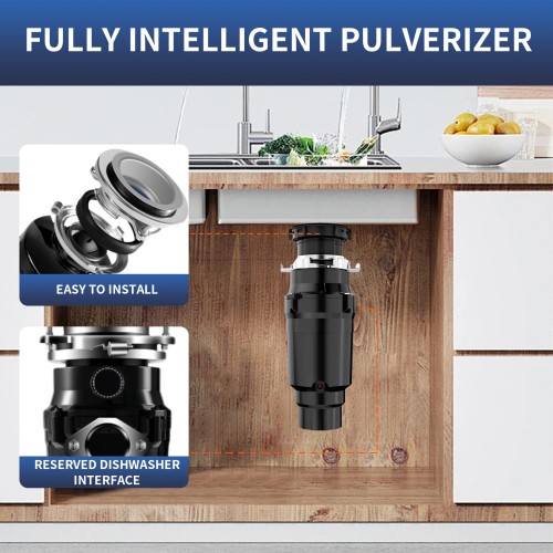 DIVEDEER Garbage Disposal With Sound Reduction 1/2 HP Food Waste Disposer With Stainless Steel Grinding System Continuous Feed