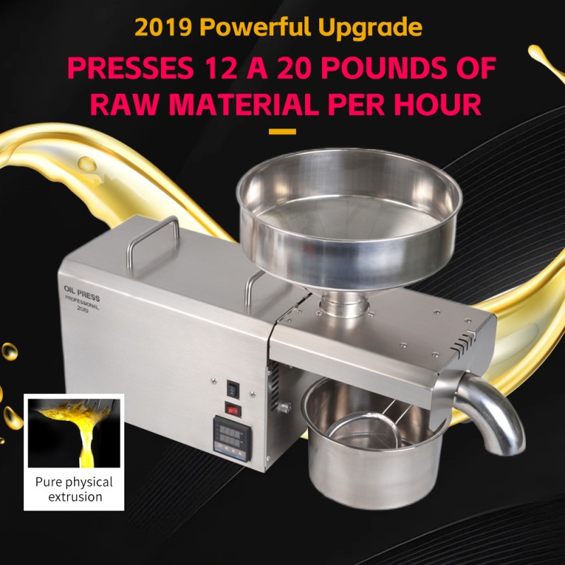 DIVEDEER S8 Commercial Kitchen Electric Oil Press with Adjustable Temperature Control 420 Stainless Steel Intelligent Hot Press 
