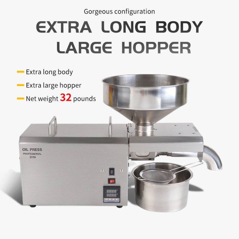 DIVEDEER S8 Commercial Kitchen Electric Oil Press with Adjustable Temperature Control 420 Stainless Steel Intelligent Hot Press 