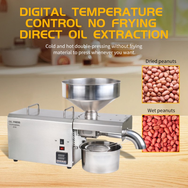 DIVEDEER S8 Commercial Kitchen Electric Oil Press with Adjustable Temperature Control 420 Stainless Steel Intelligent Hot Press 