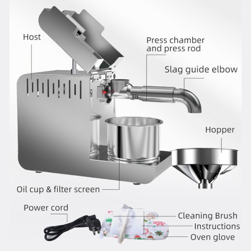 DIVEDEER T1 Stainless Steel Oil Press Intelligent Temperature Control for Heating Press Peanut Sesame Flaxseed Coconut Olive Oil