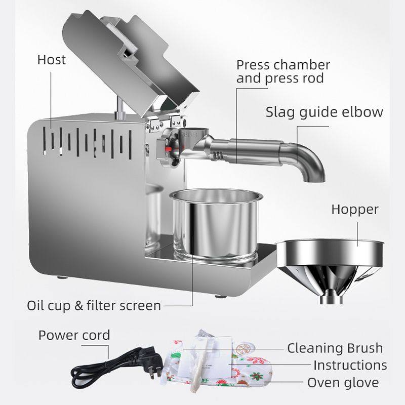 DIVEDEER T1 Stainless Steel Oil Press Intelligent Temperature Control for Heating Press Peanut Sesame Flaxseed Coconut Olive Oil 