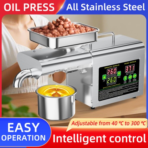 DIVEDEER T2S Home Oil Press Stainless Steel Automatic Temperature Control for Rapeseed Sesame Peanut - Cold & Hot Pressing