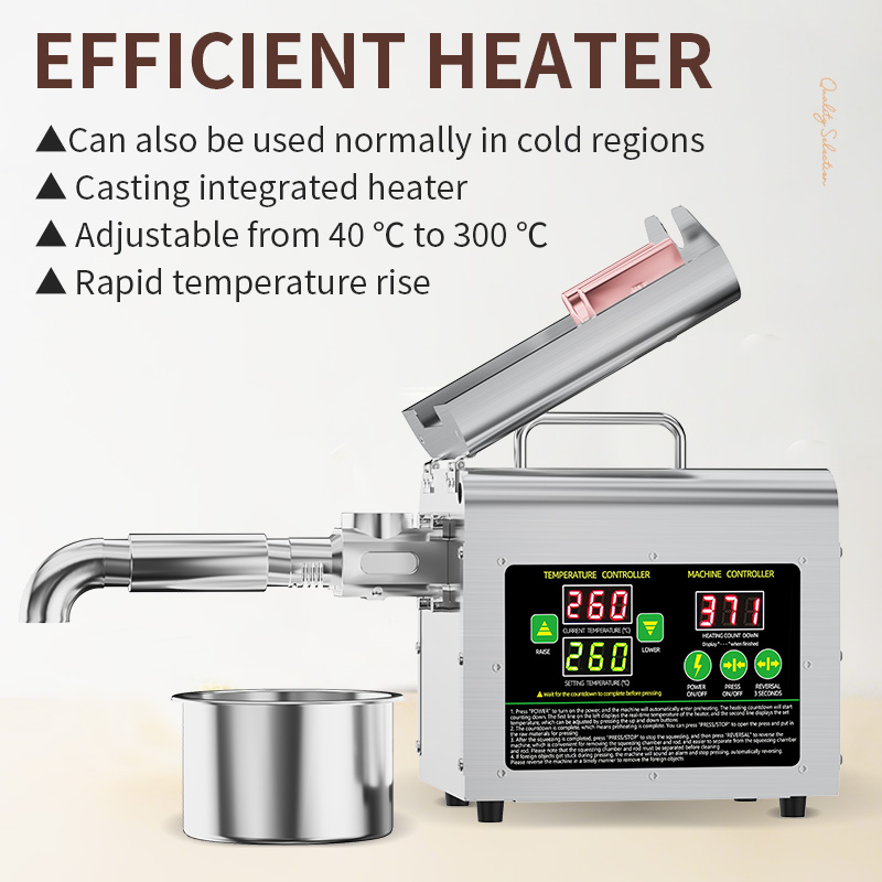 DIVEDEER T2S Home Oil Press Stainless Steel Automatic Temperature Control for Rapeseed Sesame Peanut - Cold & Hot Pressing 