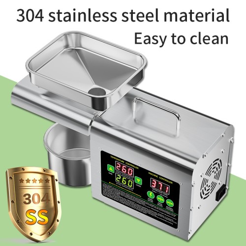 DIVEDEER T2S Home Oil Press Stainless Steel Automatic Temperature Control for Rapeseed Sesame Peanut - Cold & Hot Pressing