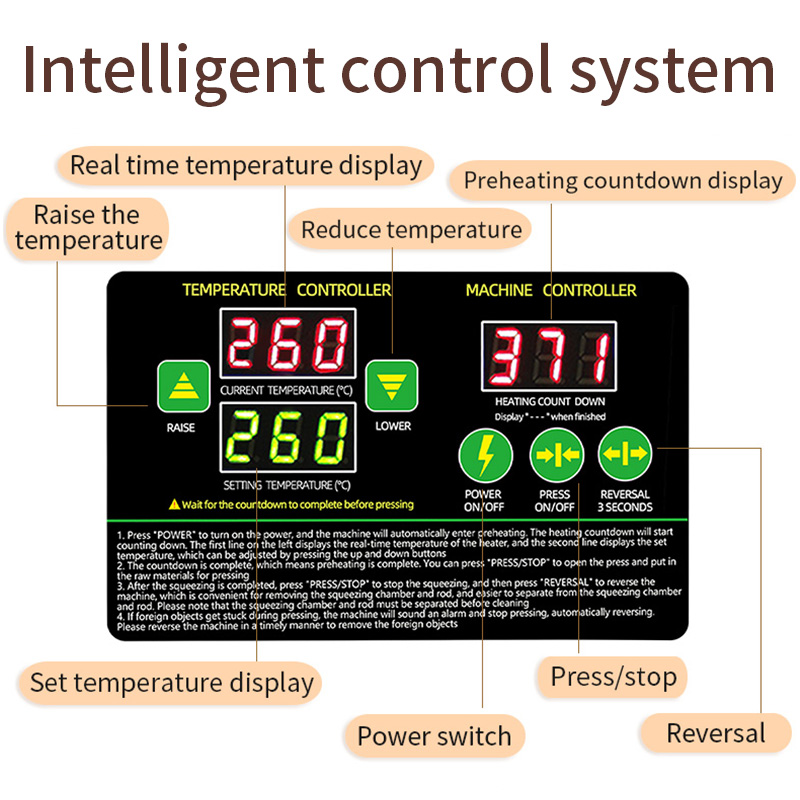 DIVEDEER T2S Home Oil Press Stainless Steel Automatic Temperature Control for Rapeseed Sesame Peanut - Cold & Hot Pressing 