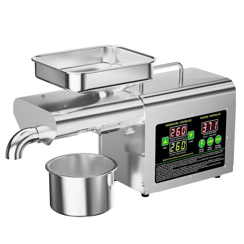 DIVEDEER T2S Home Oil Press Stainless Steel Automatic Temperature Control for Rapeseed Sesame Peanut - Cold & Hot Pressing 