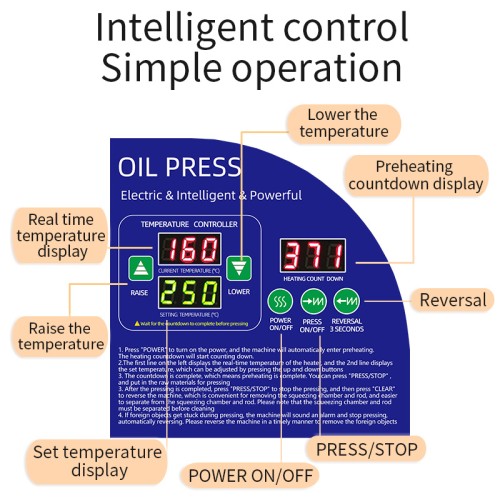 DIVEDEER X10 Commercial Oil Press Intelligent Temperature Control for Squeezing Peanuts Sesame Flaxseed Rapeseed Walnut Kernel
