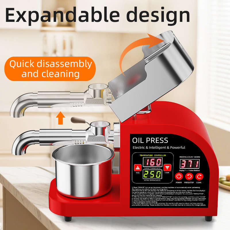 DIVEDEER X6 Smart Oil Press High-Power Heater Stainless Steel Press Chamber for Peanut,Rapeseed,Sesame,Olive Kernels,Coconut Oil 