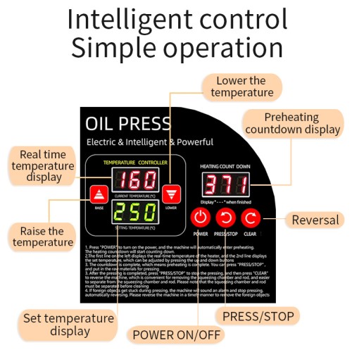 DIVEDEER X6 Smart Oil Press High-Power Heater Stainless Steel Press Chamber for Peanut,Rapeseed,Sesame,Olive Kernels,Coconut Oil