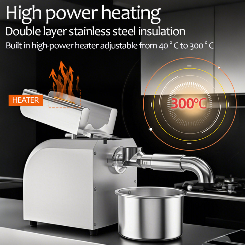 DIVEDEER Household Z5 Oil Press Machine Temperature Control 40-300℃,400W High-power Heating, With Built-in Preheating Countdown 