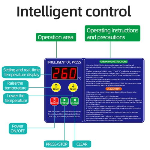 DIVEDEER Household Z6 Oil Press 40-300℃ Temperature Control 600W High-Power Heating Built-in Preheating Countdown