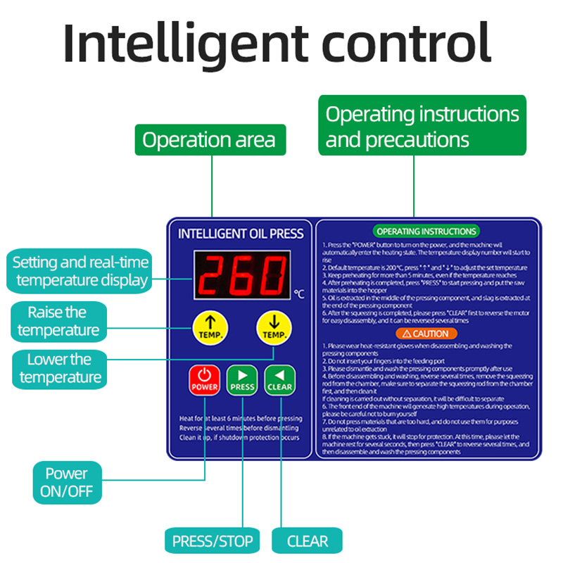 DIVEDEER Household Z6 Oil Press 40-300℃ Temperature Control 600W High-Power Heating Built-in Preheating Countdown 