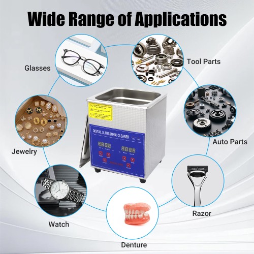 DIVEDEER 2L Ultrasonic Cleaner Industrial Strength Hardware Auto Repair Shop Laboratory Circuit Board Cleaning Machine Equipment