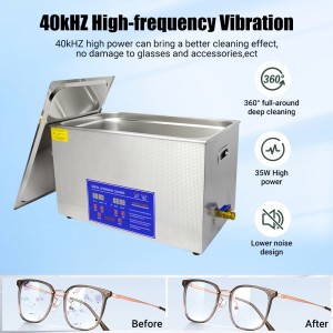 DIVEDEER 30L Ultrasonic Cleaning Machine Industrial High Power Capacity for Hardware Watches Glasses Rust Decontamination 