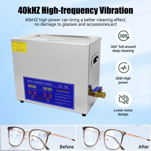 DIVEDEER 6L Commercial Ultrasonic Cleaning Machine Glasses Jewelry Watch Hardware Parts Circuit Board With Cleaning Machine